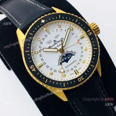 Swiss Grade Copy Blancpain Fifty Fathoms Bathyscaphe Watch White Dial